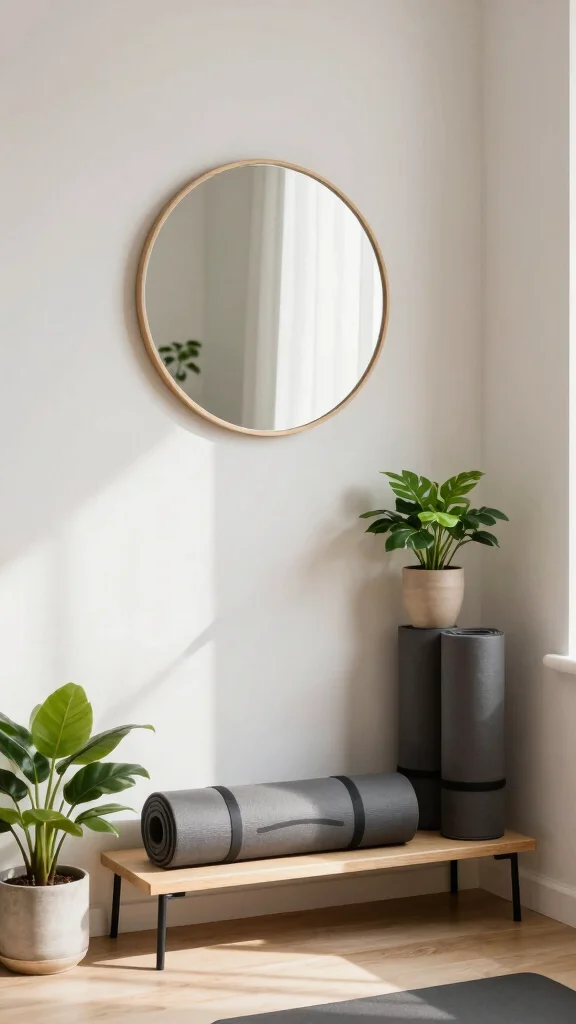 12 Home Gym Mirror Ideas for Better Visibility and a Bigger Space - 10. Compact Mirrors for Small Spaces 1