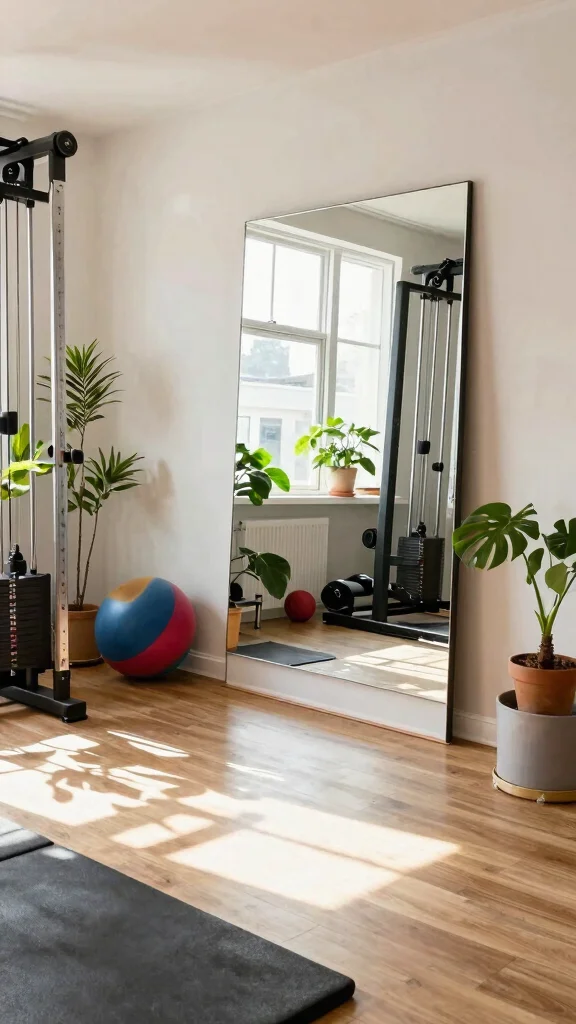12 Home Gym Mirror Ideas for Better Visibility and a Bigger Space - 12. Creative Mirror Placement for Maximum Impact 1