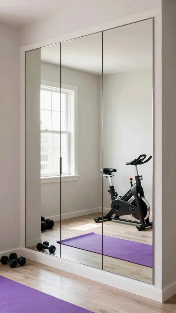 12 Home Gym Mirror Ideas for Better Visibility and a Bigger Space - 3. Mirrored Closet Doors for Space Optimization 1