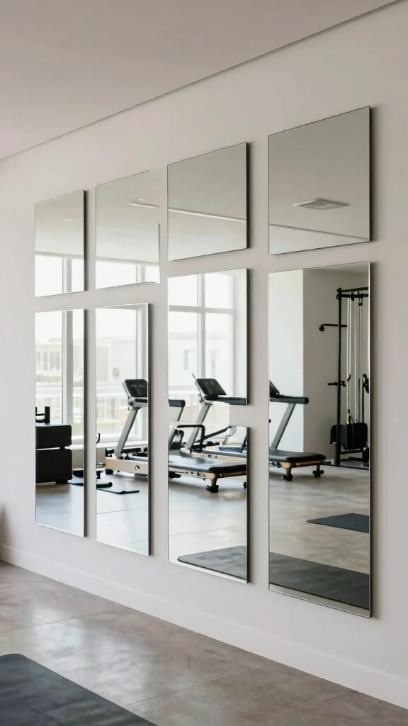 12 Home Gym Mirror Ideas for Better Visibility and a Bigger Space - 5. Mirror Panels for Unique Illusions 1