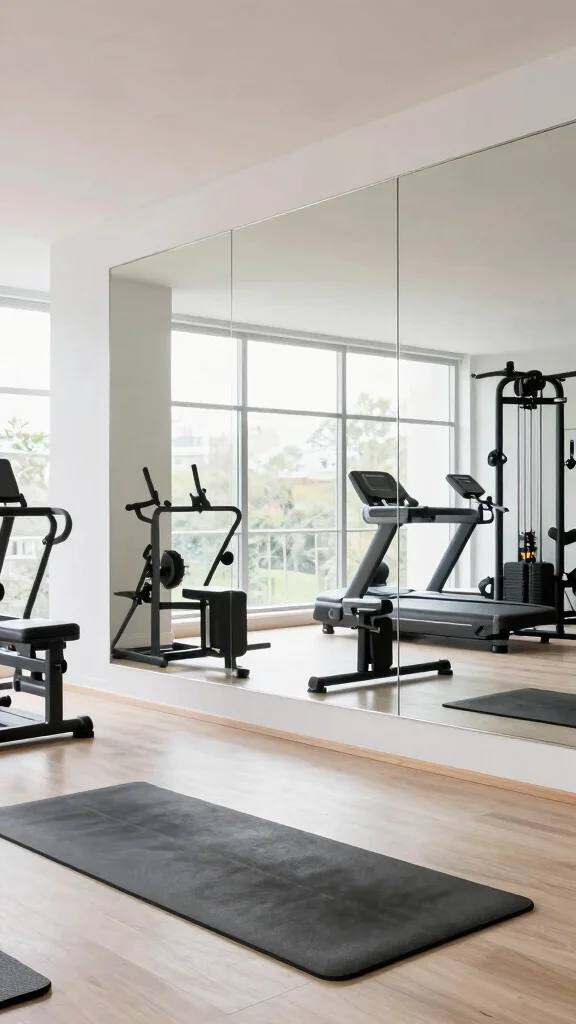 12 Home Gym Mirror Ideas for Better Visibility and a Bigger Space - 6. Mirrored Walls for an Expansive Feel 1