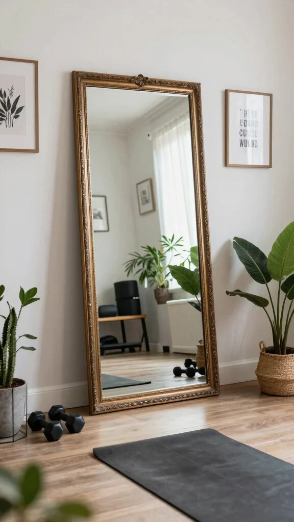 12 Home Gym Mirror Ideas for Better Visibility and a Bigger Space - 7. Vintage Mirrors for Classic Charm 1