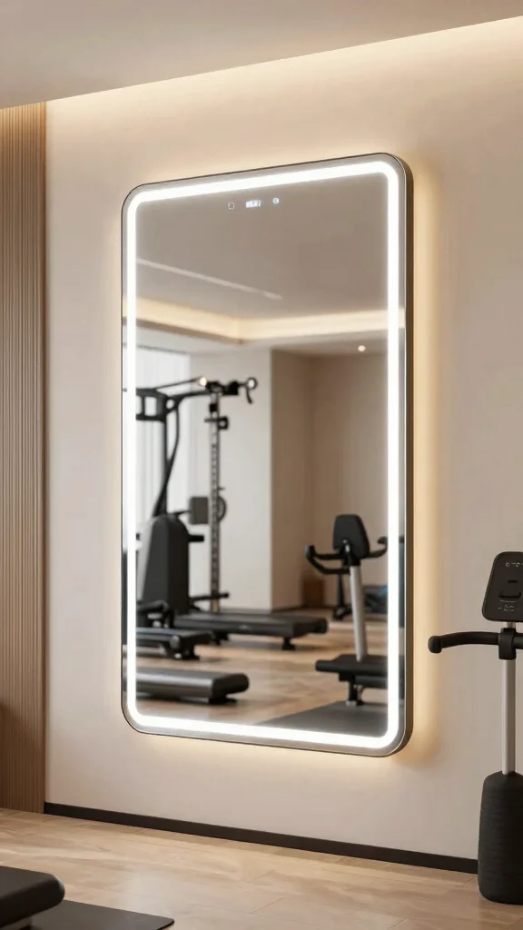 12 Home Gym Mirror Ideas for Better Visibility and a Bigger Space - 9. Smart LED Mirrors for Modern Touch 1