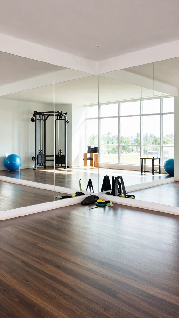 12 Home Gym Mirror Wall Ideas for Better Form and a Bigger Look - 1. Full-Length Mirrors for a Spacious Feel 1
