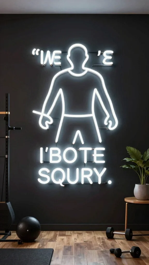 12 Home Gym Neon Sign Ideas That Keep You Motivated Every Session - 11. Incorporating Quotes from Favorites 1