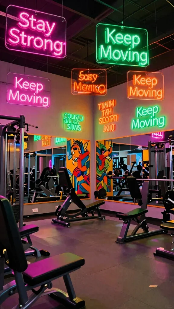12 Home Gym Neon Sign Ideas That Keep You Motivated Every Session - 3. Bright and Bold Colors 1