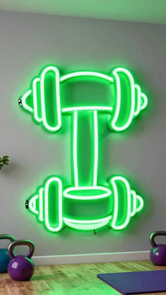 12 Home Gym Neon Sign Ideas That Keep You Motivated Every Session - 6. Fun Shapes and Designs 1