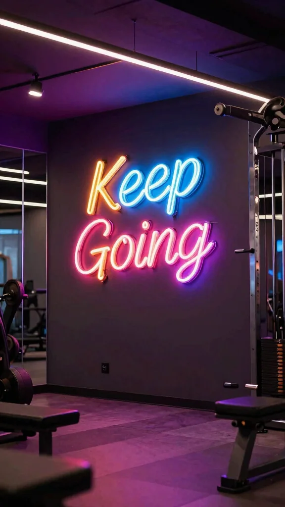 12 Home Gym Neon Sign Ideas That Keep You Motivated Every Session - 8. Layered Neon Lighting 1