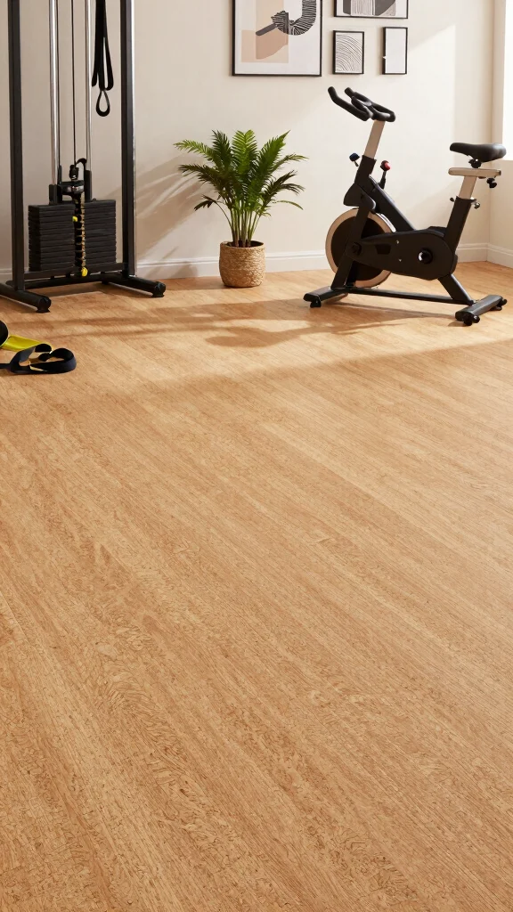 12 Home Gym Rubber Flooring Ideas for Protection and Performance - 6. Eco-Conscious Cork Rubber Blend 1