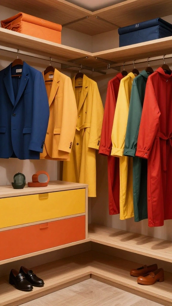 12 Modern Luxury Walk-in Closet Ideas Worth Designing Your Home Around - 8. Color Coordination: A Visual Treat 1