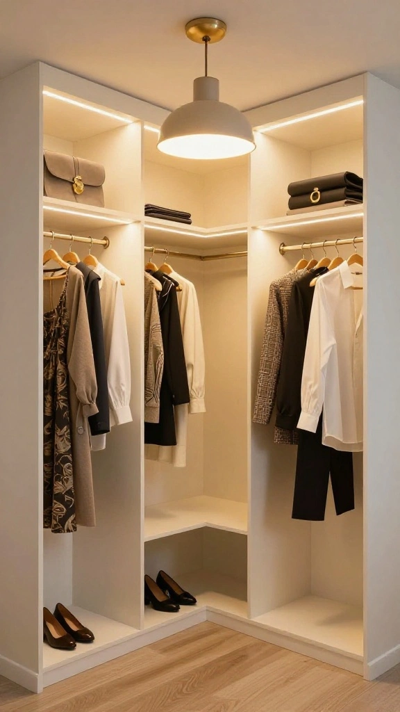 12 Walk-in Closet Built-in Ideas That Look Custom Without the Cost - 7. Incorporating Lighting for Ambiance 1