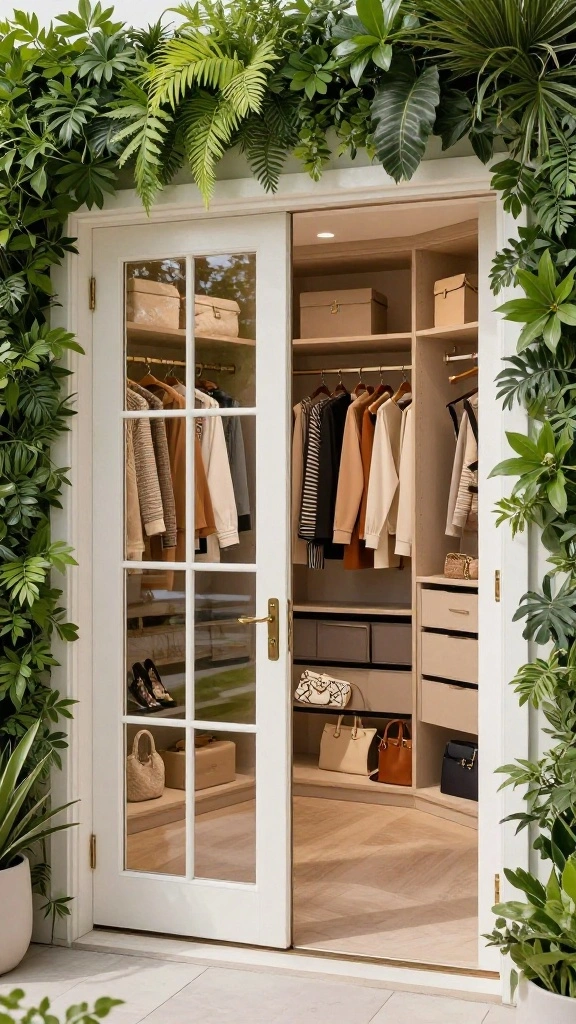 12 Walk-in Closet Door Ideas: From Sliding Panels to Glass Fronts - 10. Chic French Doors 1