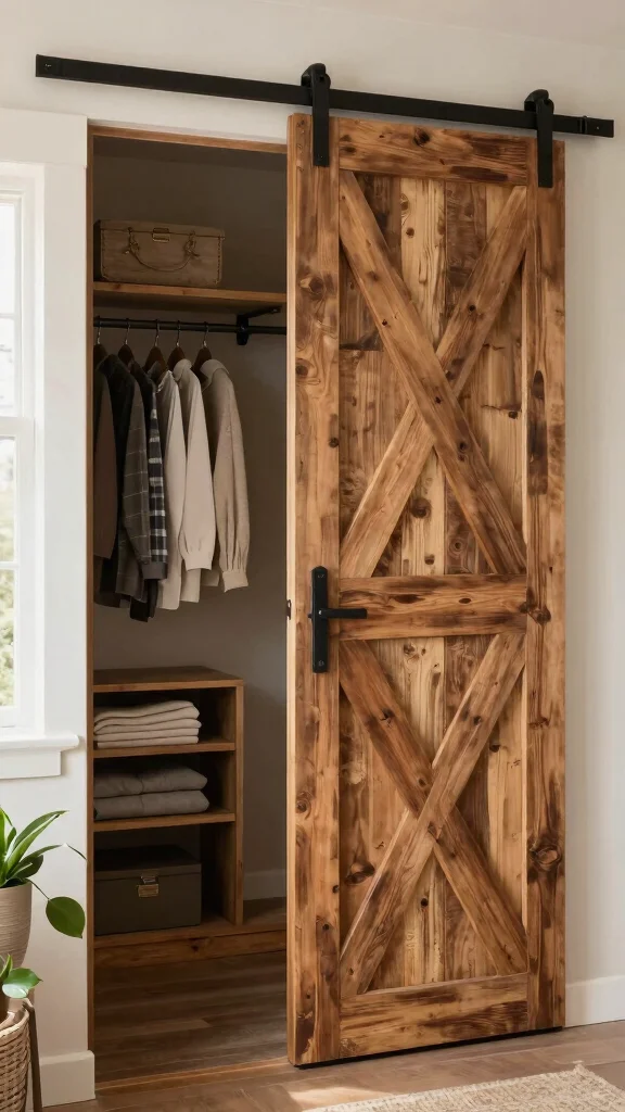 12 Walk-in Closet Door Ideas: From Sliding Panels to Glass Fronts - 3. Rustic Barn Doors 1