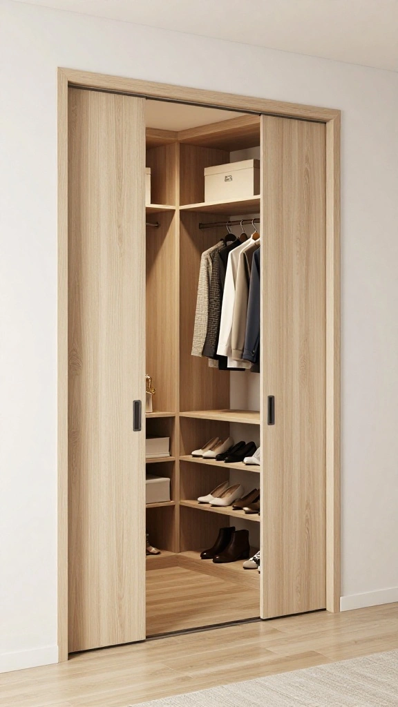 12 Walk-in Closet Door Ideas: From Sliding Panels to Glass Fronts - 5. Stylish Bi-fold Doors 1