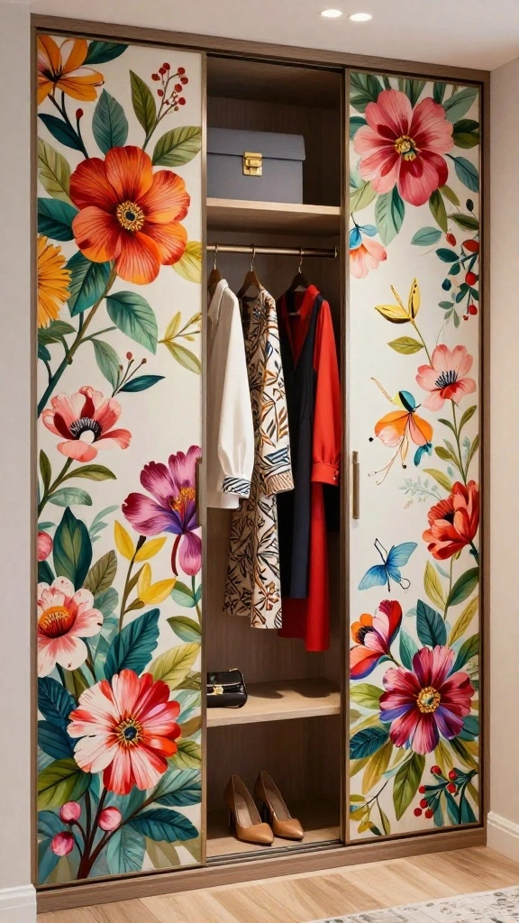 12 Walk-in Closet Door Ideas: From Sliding Panels to Glass Fronts - 6. Artful Sliding Panels 1