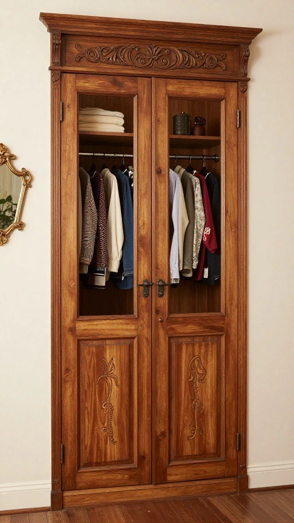 12 Walk-in Closet Door Ideas: From Sliding Panels to Glass Fronts - 7. Vintage Folding Doors 1