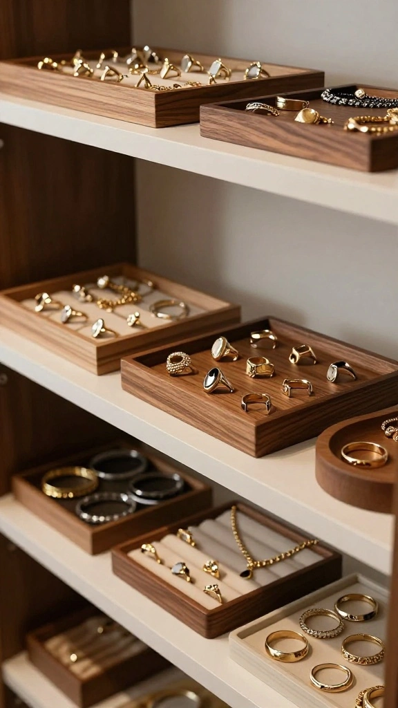 12 Walk-in Closet Jewelry Storage Ideas From Drawers to Display - 10. Customized Jewelry Trays 1