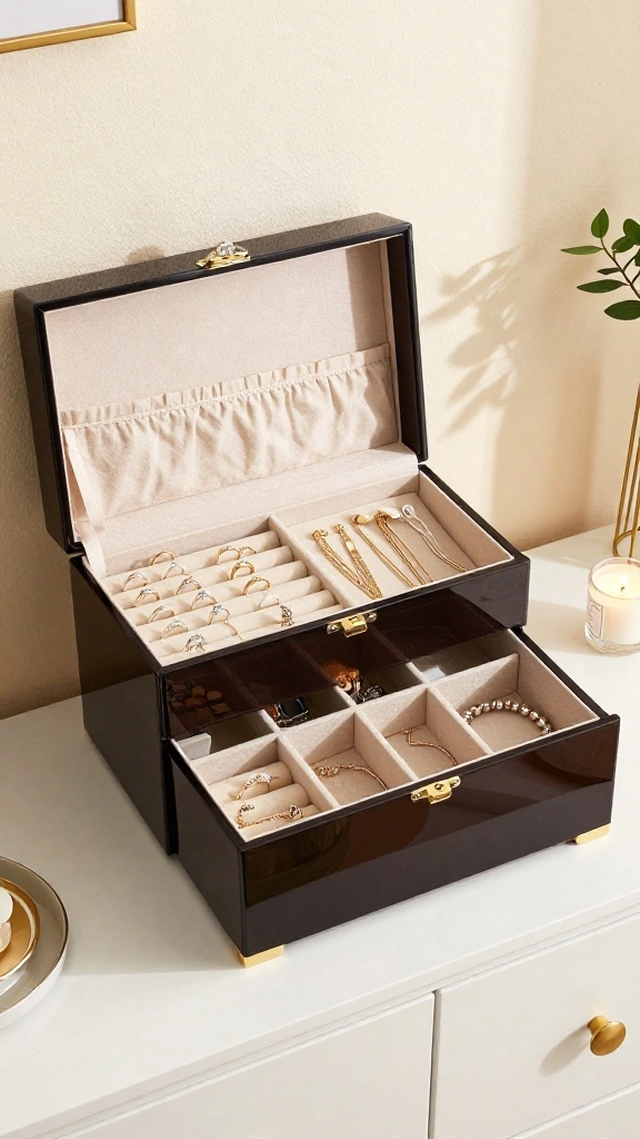 12 Walk-in Closet Jewelry Storage Ideas From Drawers to Display - 4. Multi-Functional Jewelry Boxes 1