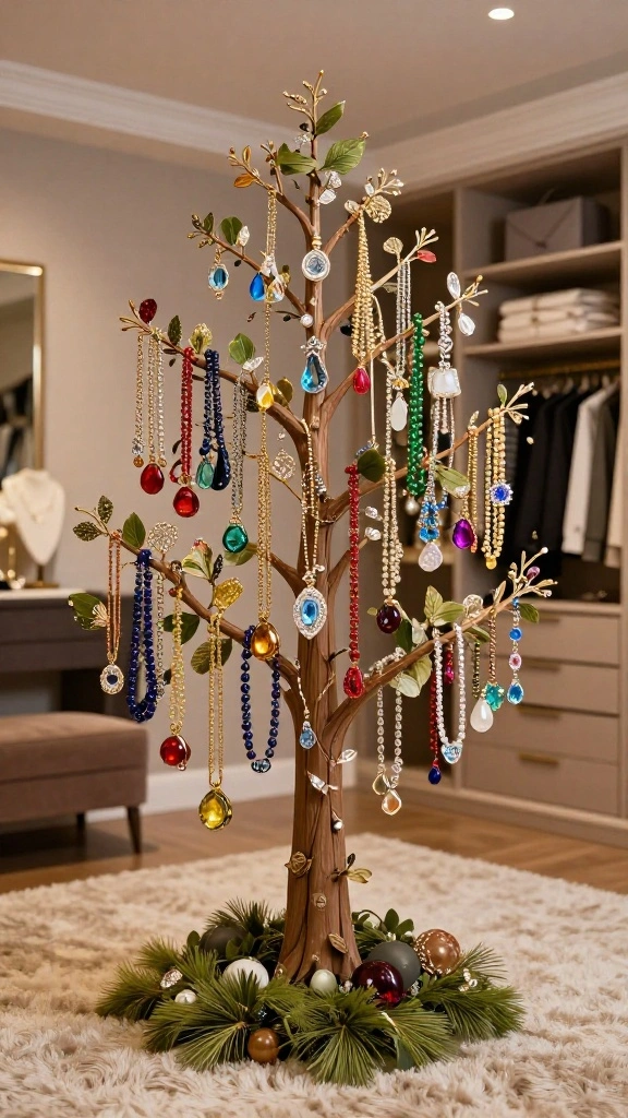 12 Walk-in Closet Jewelry Storage Ideas From Drawers to Display - 7. Creative Necklace Displays 1