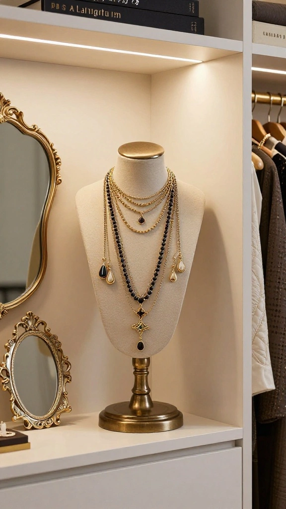 12 Walk-in Closet Jewelry Storage Ideas From Drawers to Display - 9. Statement Jewelry Displays 1