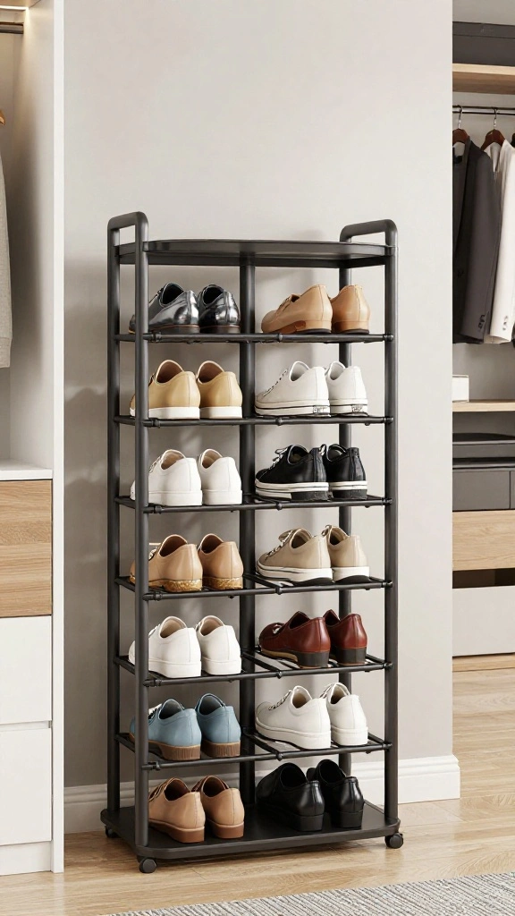12 Walk-in Closet Shoe Storage Ideas for Every Collection Size - 9. Rotating Shoe Racks 1