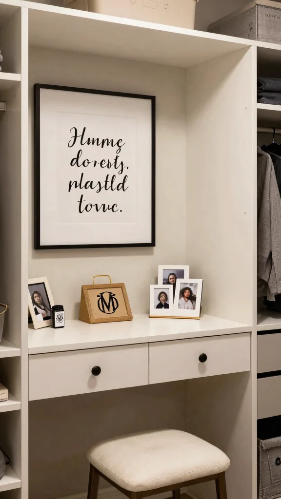 12 Walk-in Closet Vanity Ideas for Every Size and Style - 9. Personalized Touches 1