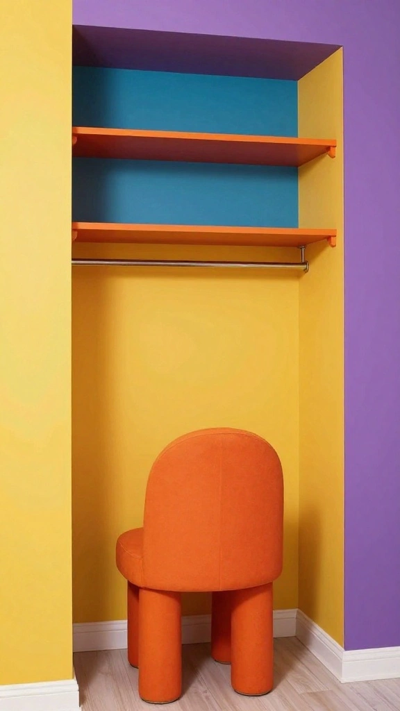 12 Walk-in Closet With Vanity Ideas for a Full Get-Ready Space - 4. Chic Color Blocked Walls 1