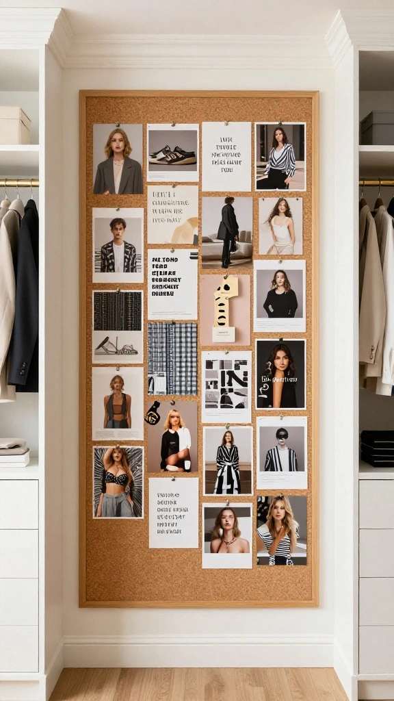 13 DIY Walk-in Closet Organization Ideas That Actually Work - 12. Mood Board Inspiration Wall 1