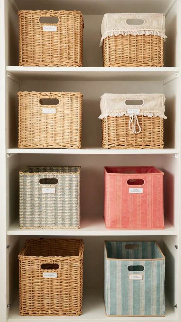 13 DIY Walk-in Closet Organization Ideas That Actually Work - 9. Stylish Baskets and Bins 1