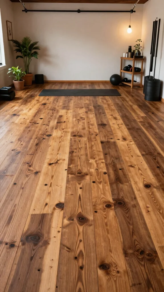 13 Eco-Friendly Home Gym Garage Ideas to Convert Your Spare Space - 1. Use Reclaimed Wood for Flooring 1