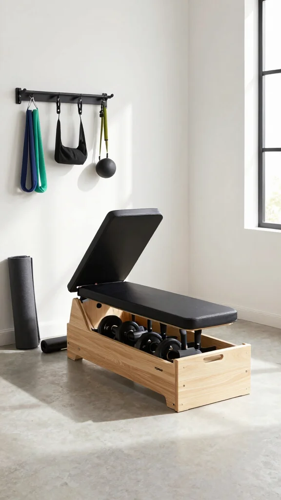 13 Eco-Friendly Home Gym Garage Ideas to Convert Your Spare Space - 4. Utilize Multifunctional Furniture 1