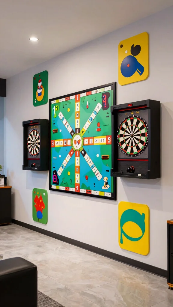 13 Game Room Basement Ideas to Transform Unused Space - 13. Interactive Game Wall 1