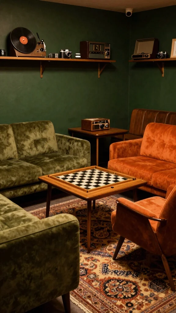 13 Game Room Basement Ideas to Transform Unused Space - 8. Vintage Themed Lounge 1