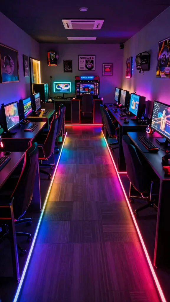 13 Game Room Lighting Ideas From Neon to LED Strips - 11. Creative Pathway Lighting 1