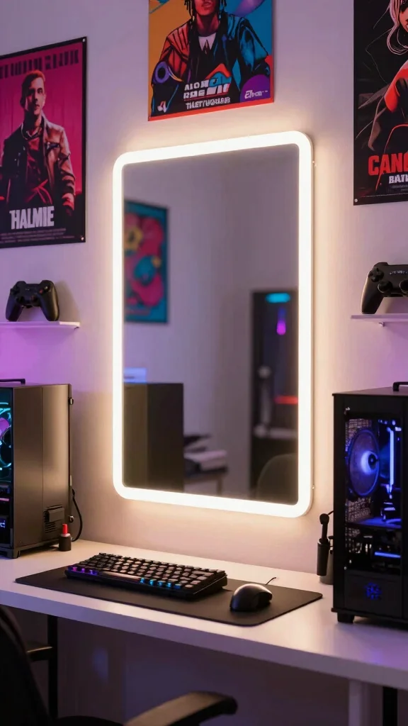 13 Game Room Lighting Ideas From Neon to LED Strips - 12. Lighted Mirrors 1
