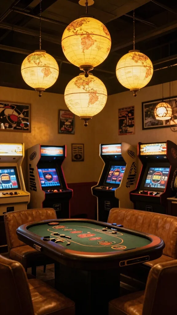 13 Game Room Lighting Ideas From Neon to LED Strips - 5. Retro-style Globe Lights 1