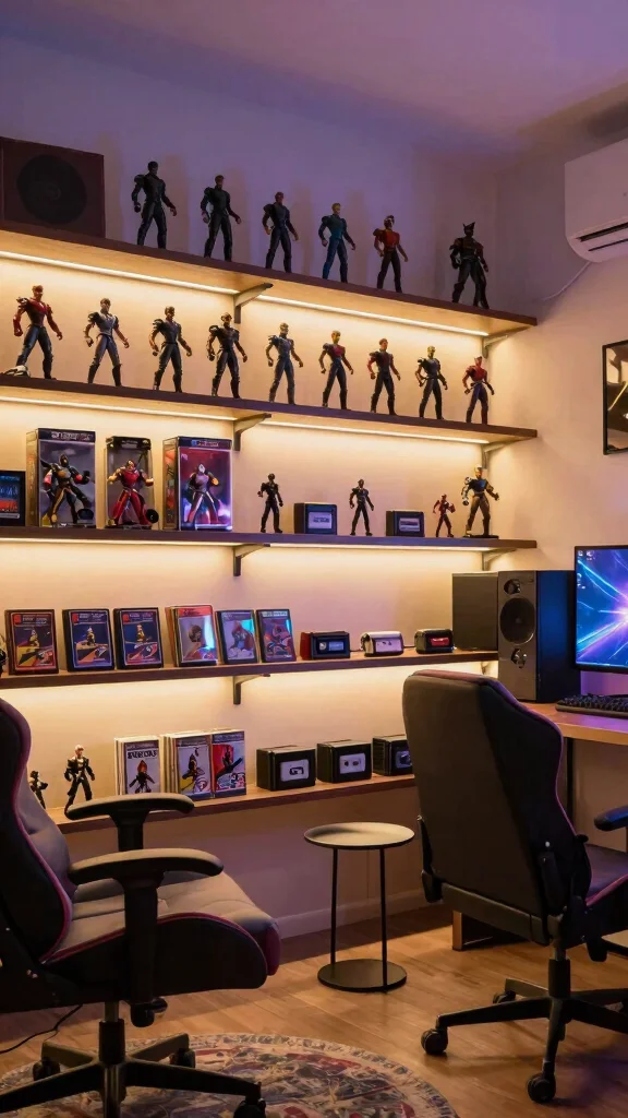 13 Game Room Lighting Ideas From Neon to LED Strips - 6. Under-Shelf Lighting 1