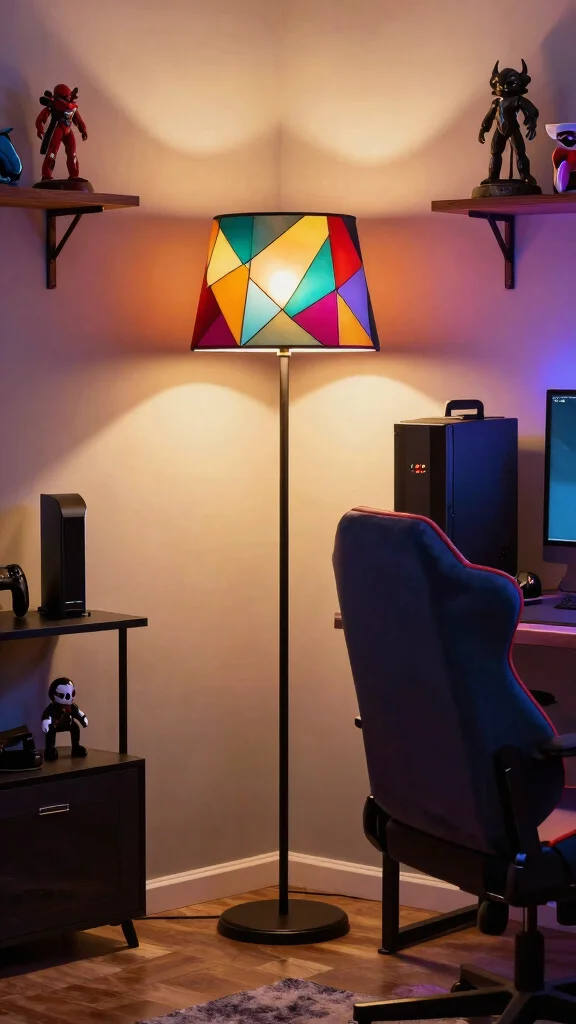 13 Game Room Lighting Ideas From Neon to LED Strips - 7. Floor Lamps with Personality 1