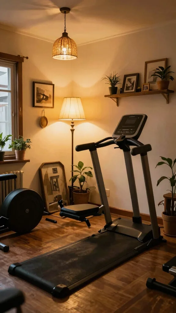 13 Home Gym Lighting Ideas From LED Strips to Overhead Panels - 13. Vintage Lamps for Character 1