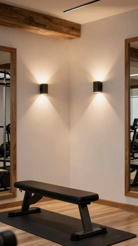 13 Home Gym Lighting Ideas From LED Strips to Overhead Panels - 4. Wall Sconces for Focused Lighting 1
