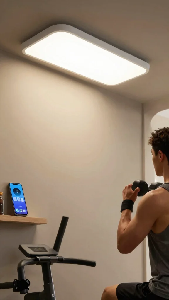 13 Home Gym Lighting Ideas From LED Strips to Overhead Panels - 6. Smart Lighting Systems 1