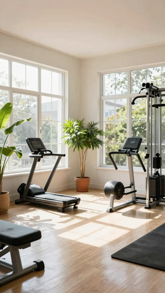 13 Home Gym Lighting Ideas From LED Strips to Overhead Panels - 7. Natural Light through Windows 1