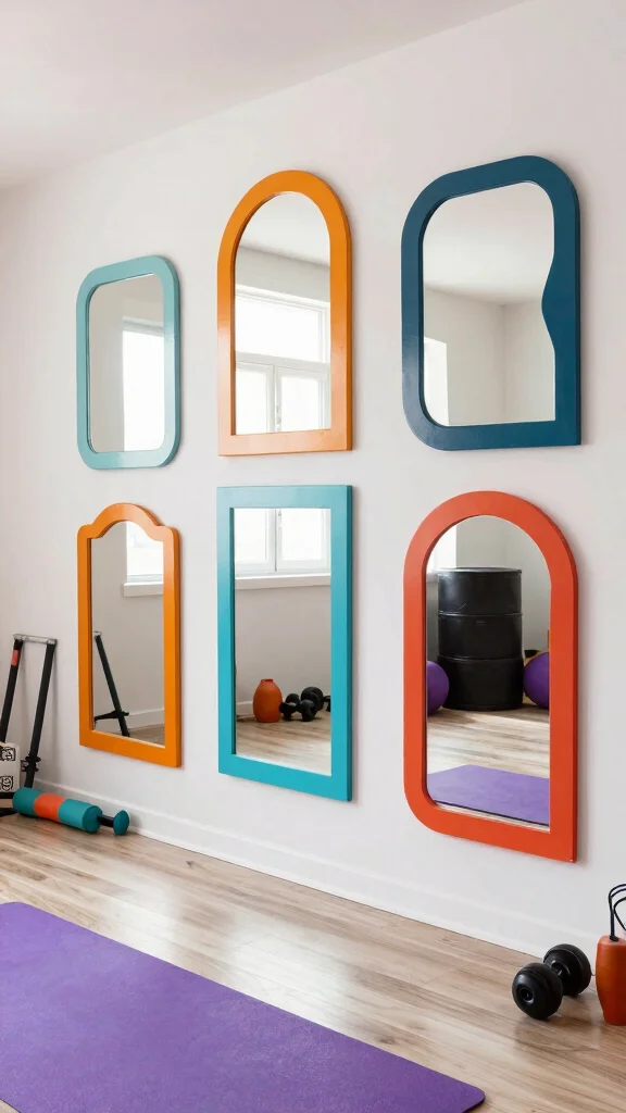 13 Home Gym Mirror Ideas to Make Your Space Feel Larger - 5. Artistic Mirrors 1