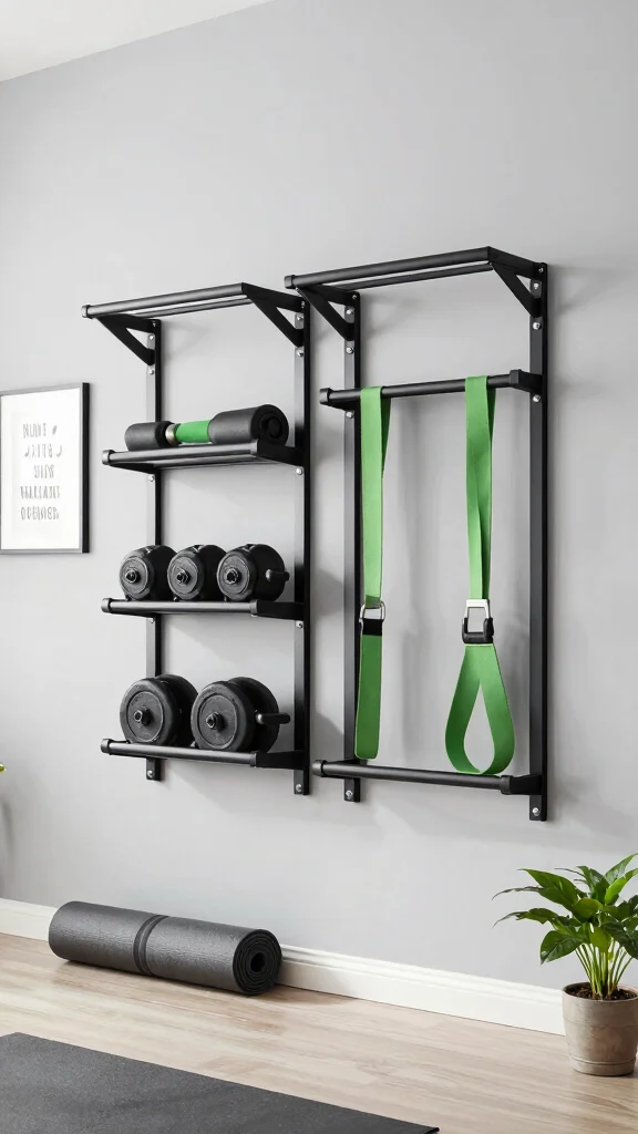 13 Home Gym Storage Ideas That Keep Your Space Functional - 1. Wall-Mounted Storage Racks 1