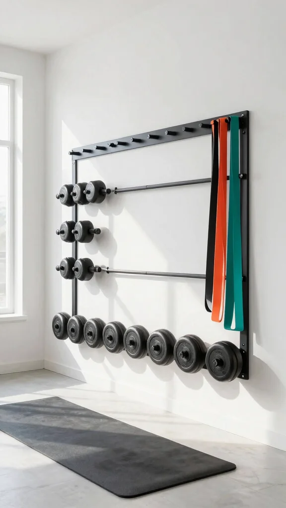 13 Home Gym Storage Ideas That Keep Your Space Functional - 9. Magnetic Storage Strips 1