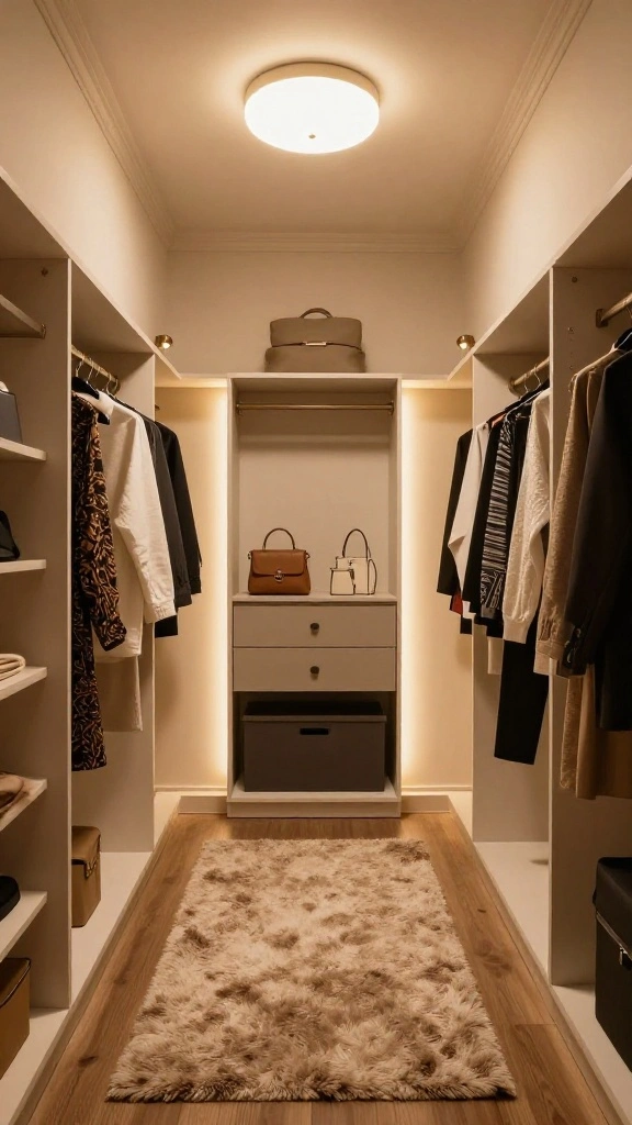 13 Walk-in Closet Lighting Concepts for the Most Flattering Glow - 6. Ambient Lighting Fixtures for Cozy Comfort 1