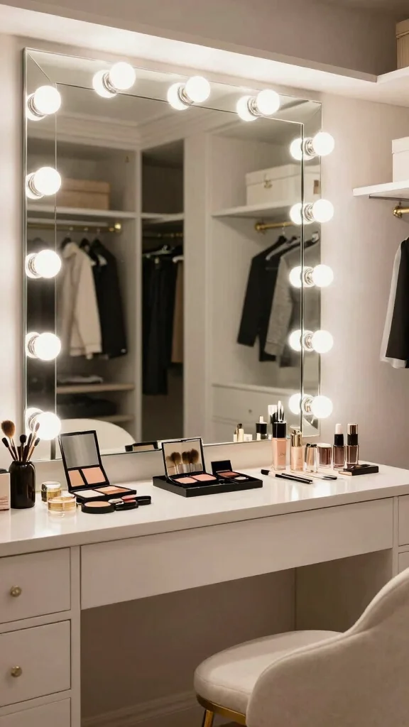 13 Walk-in Closet Lighting Concepts for the Most Flattering Glow - 8. Stylish Vanity Lighting for Get-Ready Glam 1