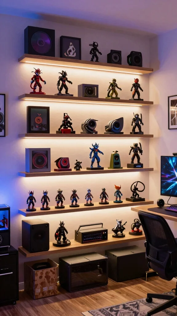 14 Game Room Lighting Ideas for the Ultimate Immersive Setup - 10. Under-Shelf Lighting 1