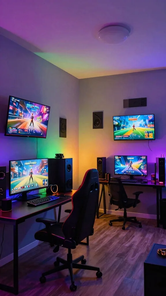 14 Game Room Lighting Ideas for the Ultimate Immersive Setup - 8. Color-Changing Mood Lighting 1