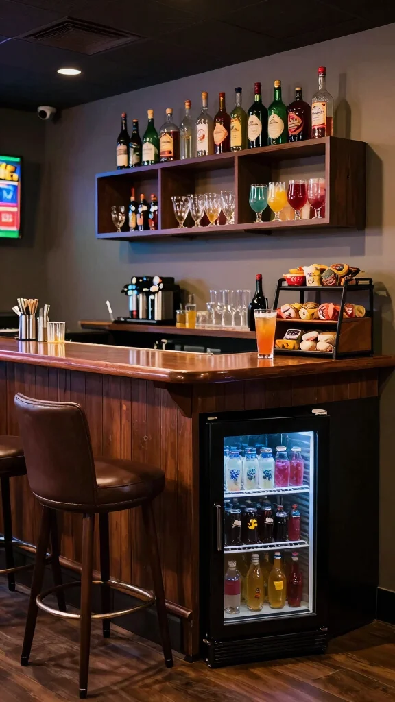 14 Game Room Man Cave Ideas for a Space That's All Yours - 7. Bar Area for Gaming Nights 1